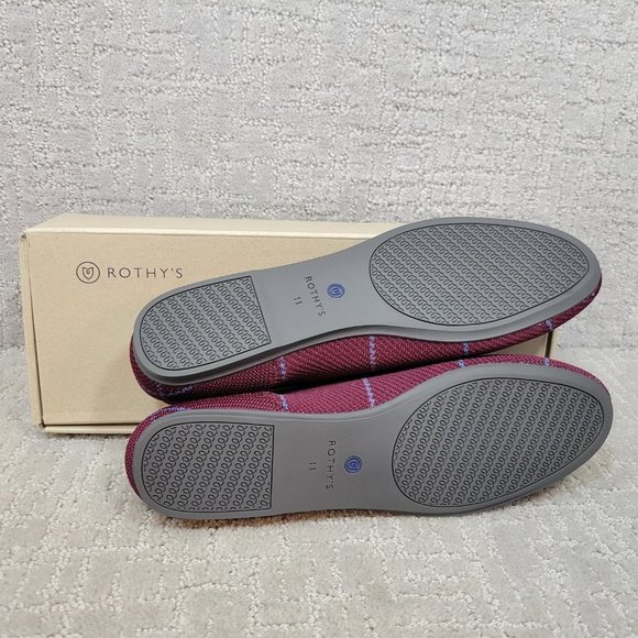 ROTHY'S The Loafer Women's Size US 11 Burgundy Grid Slip On Flat Shoes - Picture 9 of 10